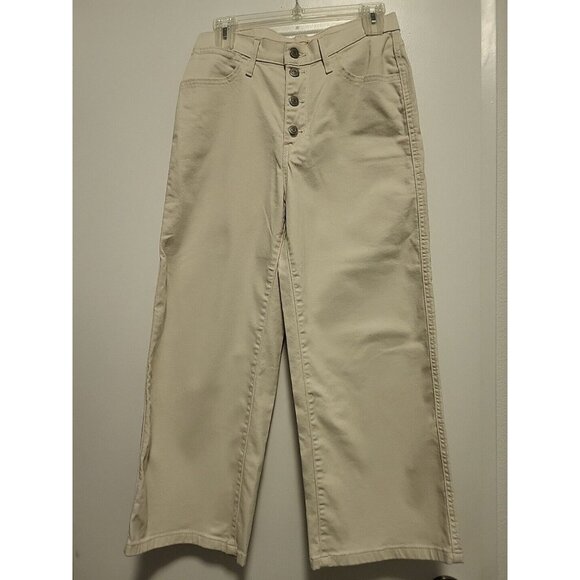 LEVIS Womens  Mile High Cropped Wide Leg  Button Fly Jeans Size 28 Off White - Picture 1 of 6